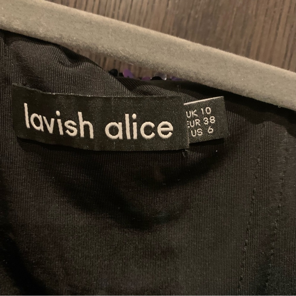 Lavish Alice Sequin Velvet Off Shoulder Asymmetric Cocktail Mini Dress Size 6 - Picture 6 of 8